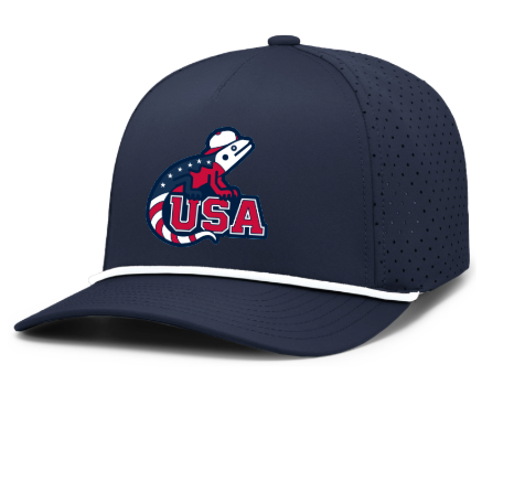 P424 Perforated Snapback - Navy/White - USA