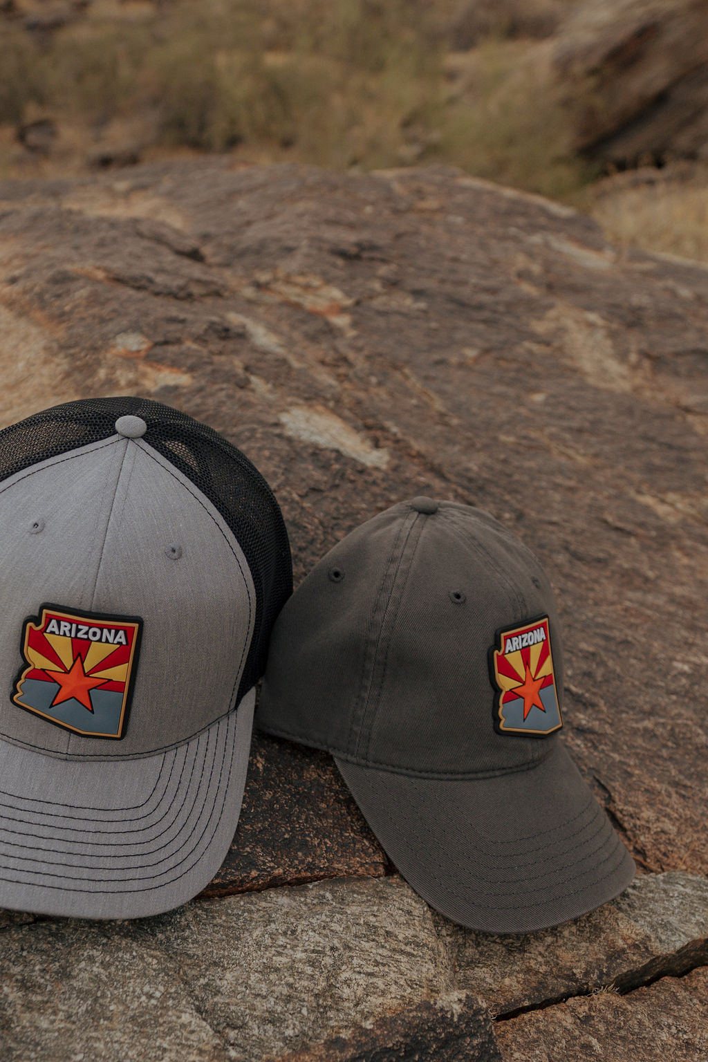 112 Snapback Trucker Mesh - Heather Grey/Black - Arizona Flag