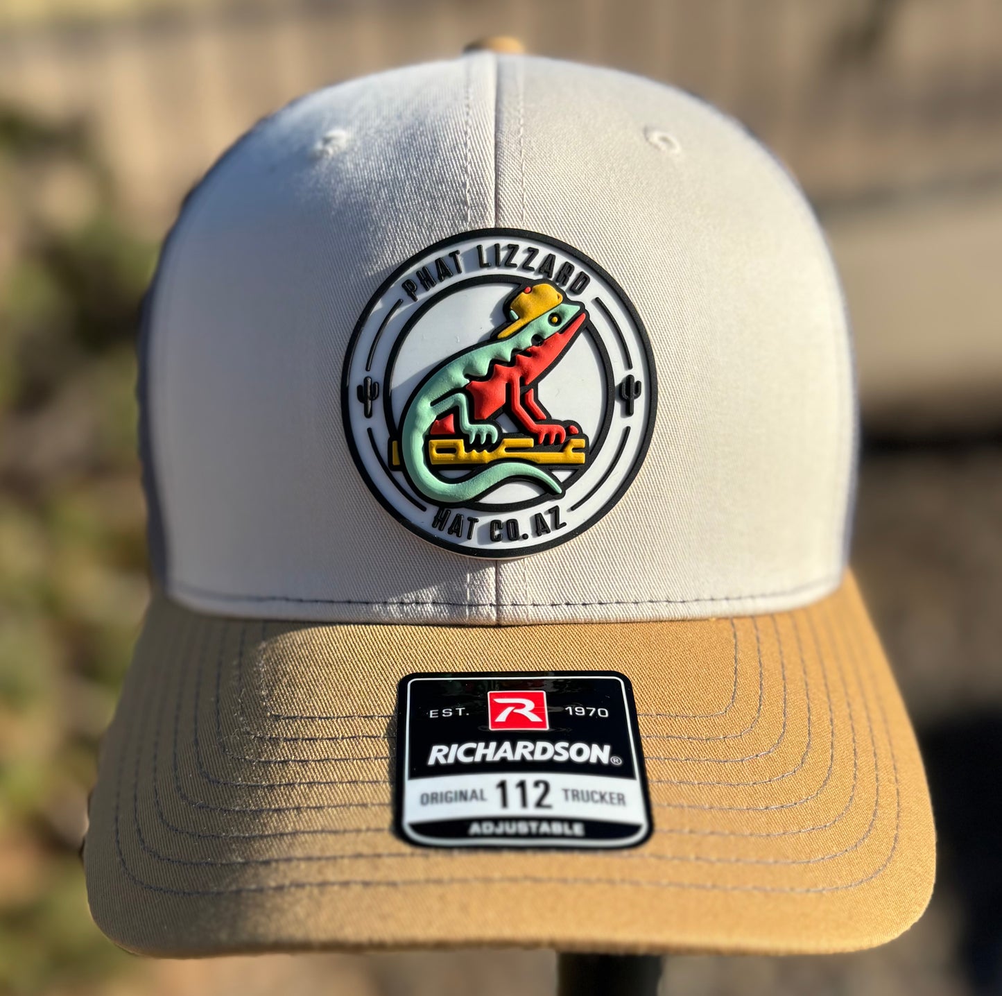 112 Snapback Trucker Mesh - Beige/Charcoal/Gold - Phat Lizzard