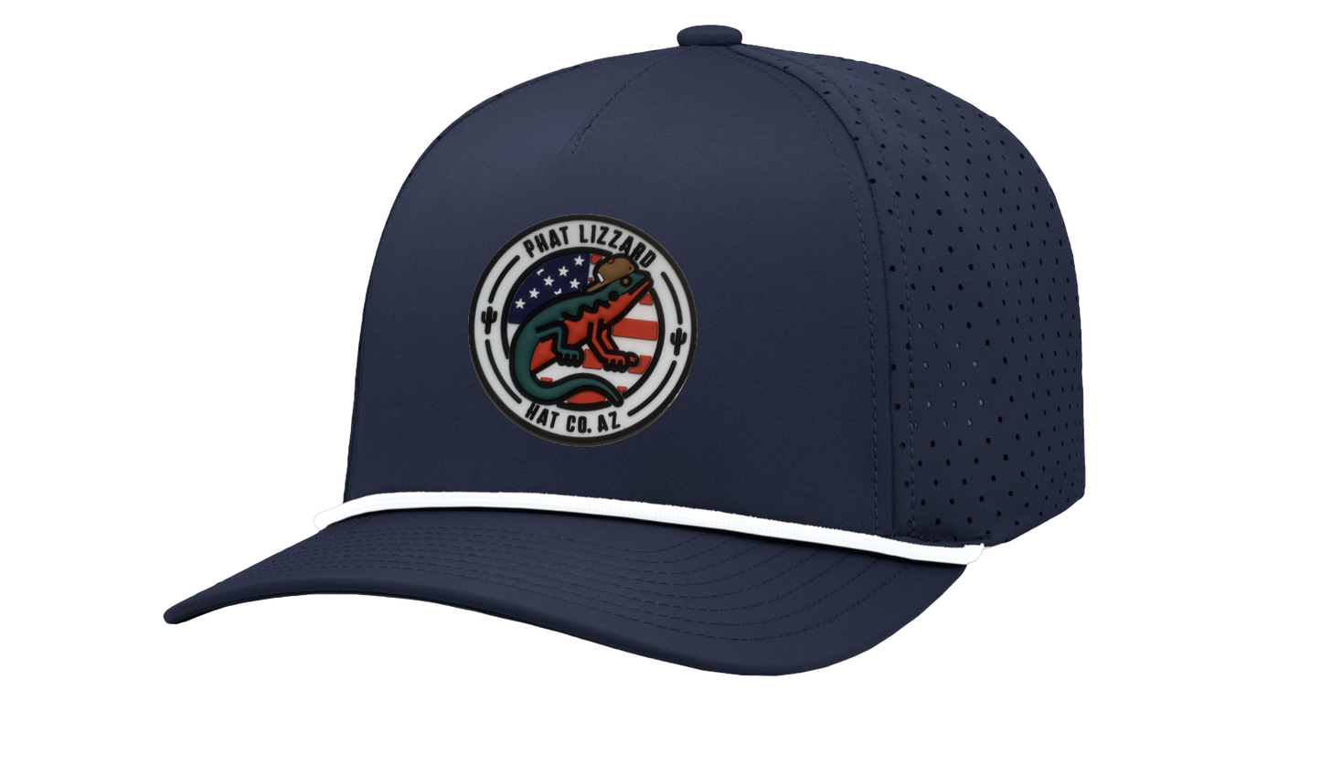P424 Perforated Snapback - Navy/White - Desert Patriot
