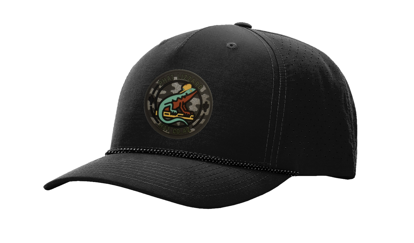 R355 Perforated Snapback - Black - Desert Camo