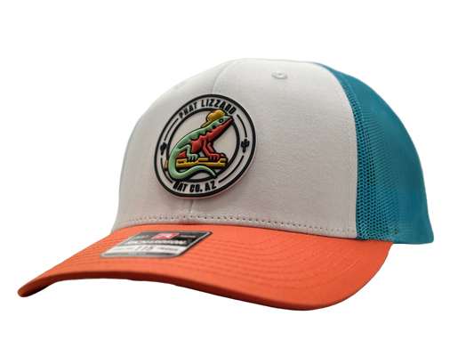 Low Profile Snapback Trucker Mesh - White/Hawaiian Blue/Orange