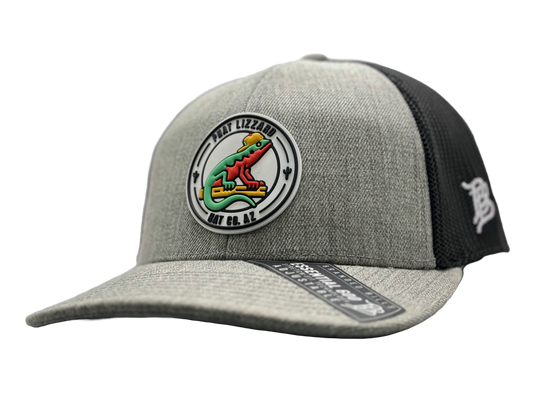 Stretch Snapback Trucker with Phat Lizzard Rubber 3D Patch - Heather/Black