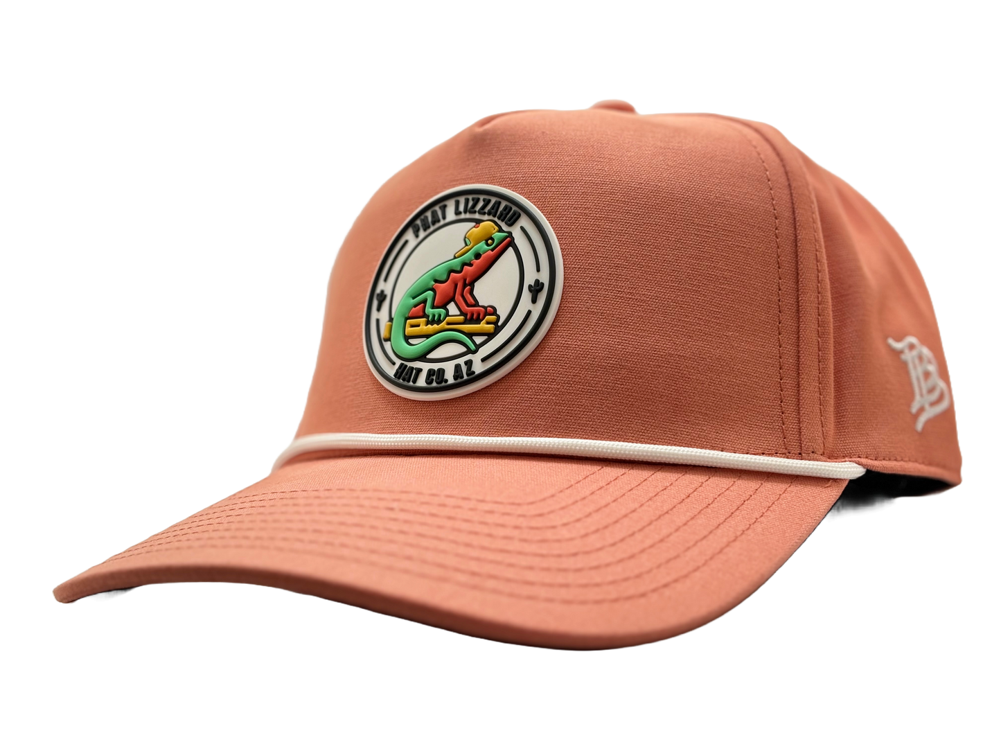 Canvas 5-Panel Rope with Phat Lizzard Rubber 3D Patch - Peach